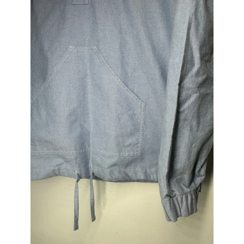 Polo Ralph Lauren Oxford Hooded Popover Shirt Light Blue Long‎ Sleeve - Medium